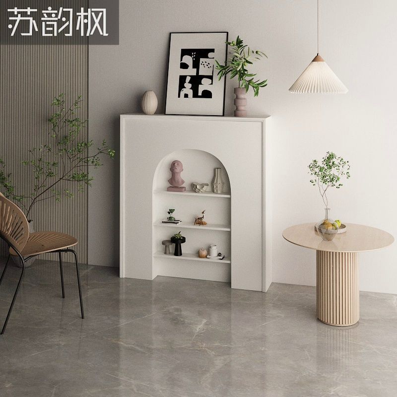 French ins a living room Curio fireplace Korean white Exhibition Entrance cabinet American style Shelf Simplicity