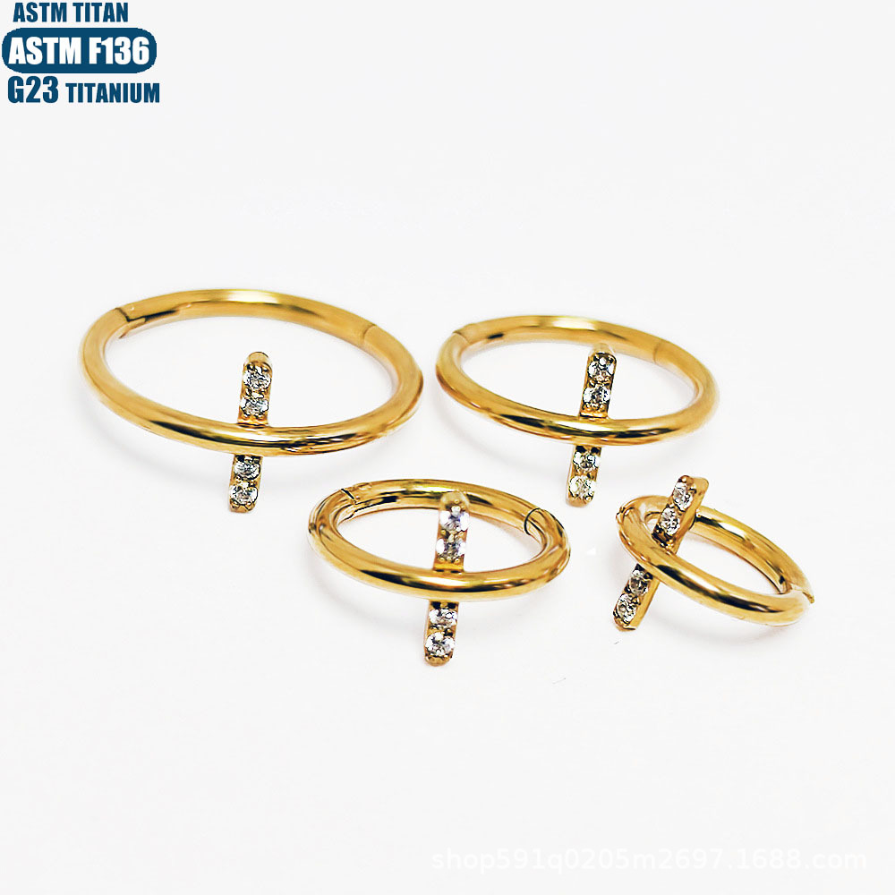 F136 Titanium Alloy Cross Nose Ring Hoop Seamless Closed Ring Piercing Jewelry with CZ detail image 7