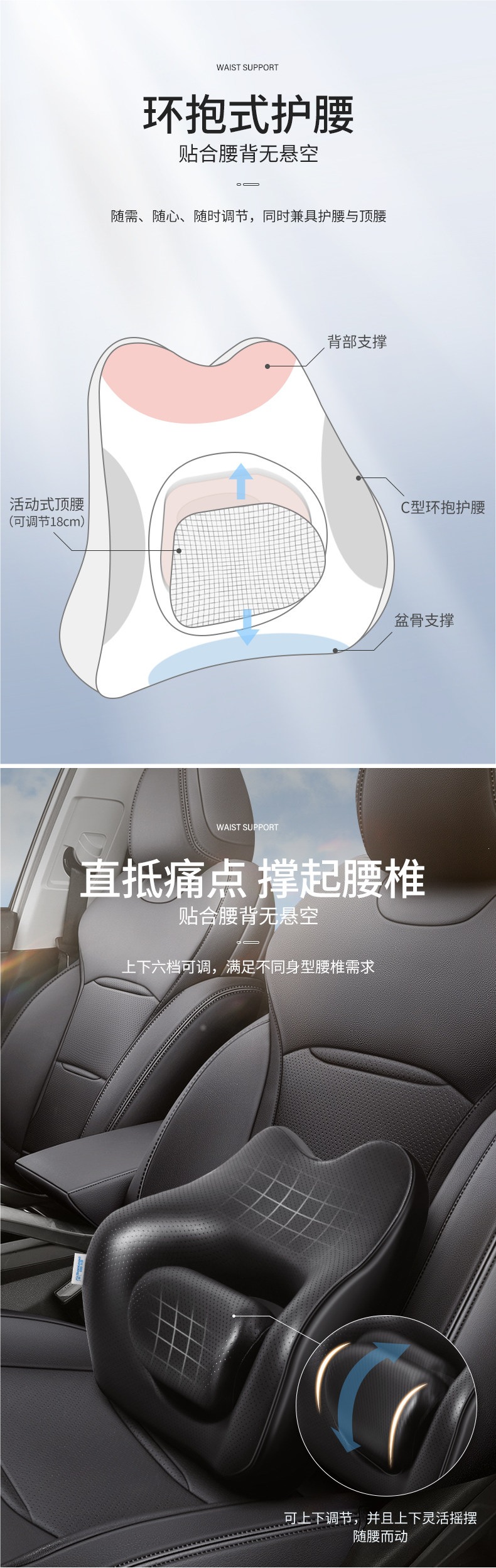 Shangli Car Lumbar Support Cushion for Drivers - Driver's Seat Lumbar Support Pillow for Car