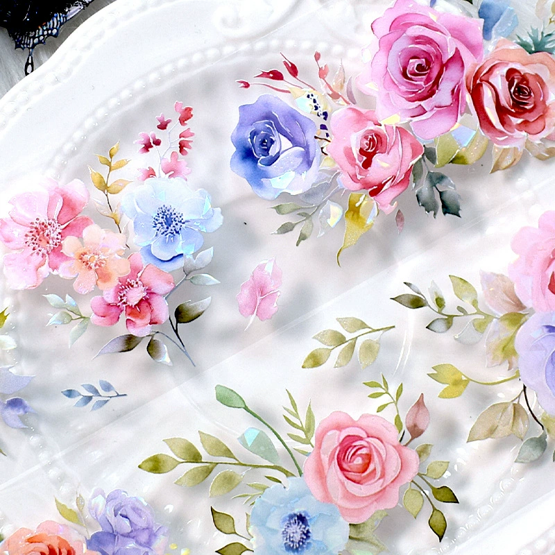 Новая ручная лента для рук акварельные цветы свежий персонаж diy коллаж черно-белый декоративный материал кадра pet лента