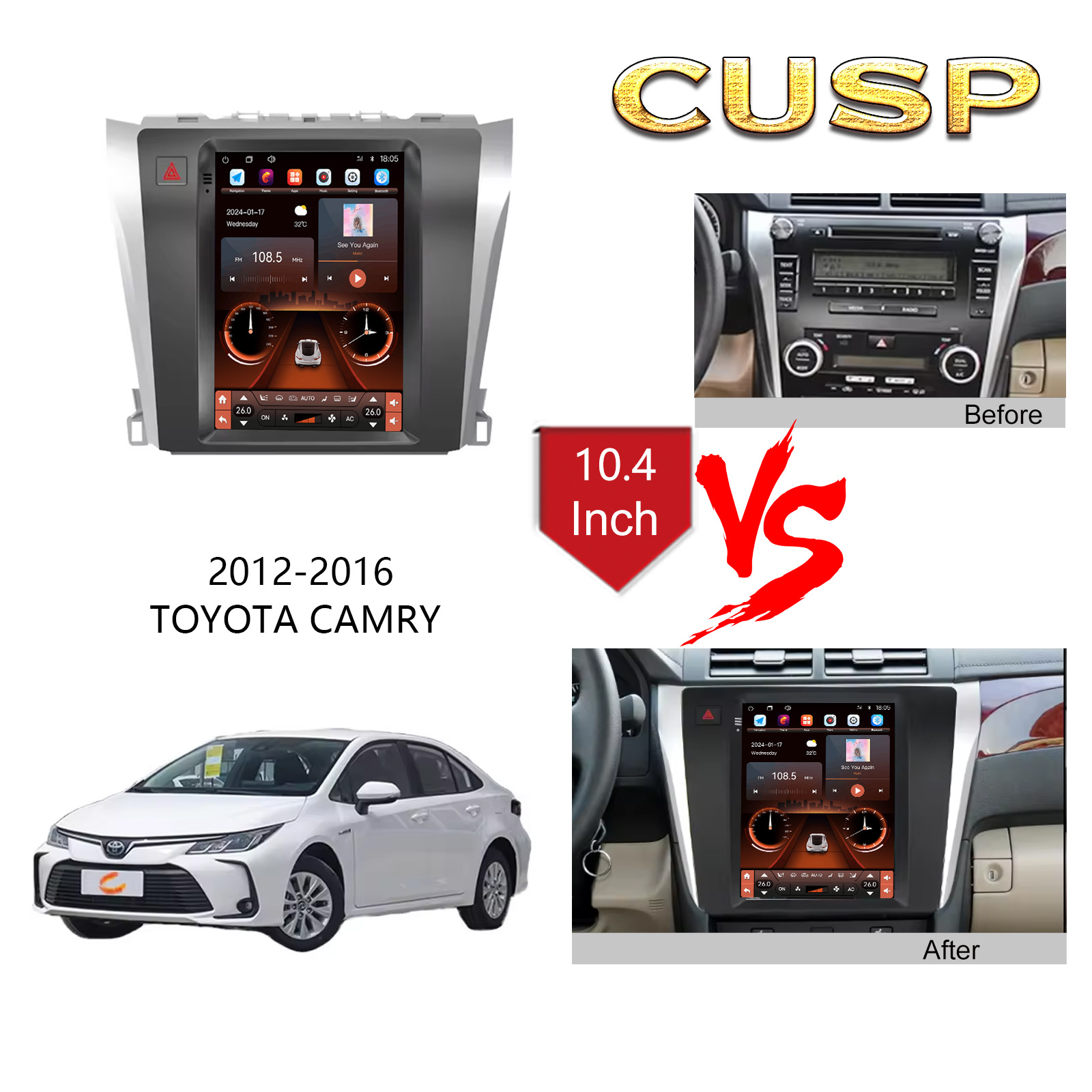 Car Smart Navigation 2012-2016 Camry 10.4 inch Android Navigation