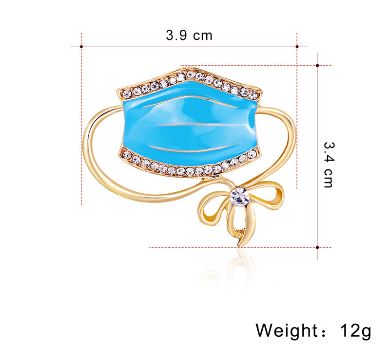 Fashion Rhinestone Mask Dripping Oil Blue Alloy Brooch Wholesale display picture 1