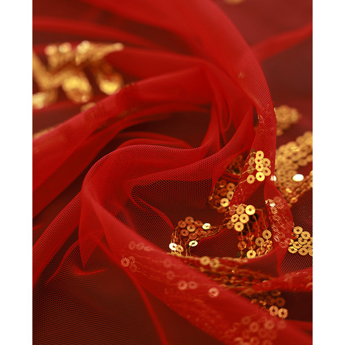 Bride Red Hijab Wedding  Xiuhe Clothing High-end Hijab HiPa Chinese Wedding Translucent Red Veil