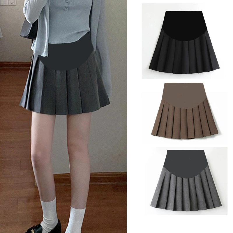 Юбка А-силуэта для беременных на весну и осень с поддержкой живота, защитные шорты для беременных, юбка-шорты с защитой от просвечивания, модная короткая юбка для беременных, стройнящая фигуру.