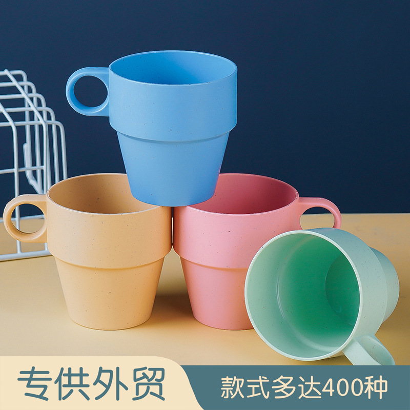 跨境水杯宝宝手柄杯家用早餐燕麦杯幼儿园儿童牛奶杯礼品可印LOGO