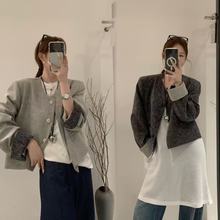 小香风双面羊毛大衣女短款2024秋冬款韩版小个子圆领外套复古洋气