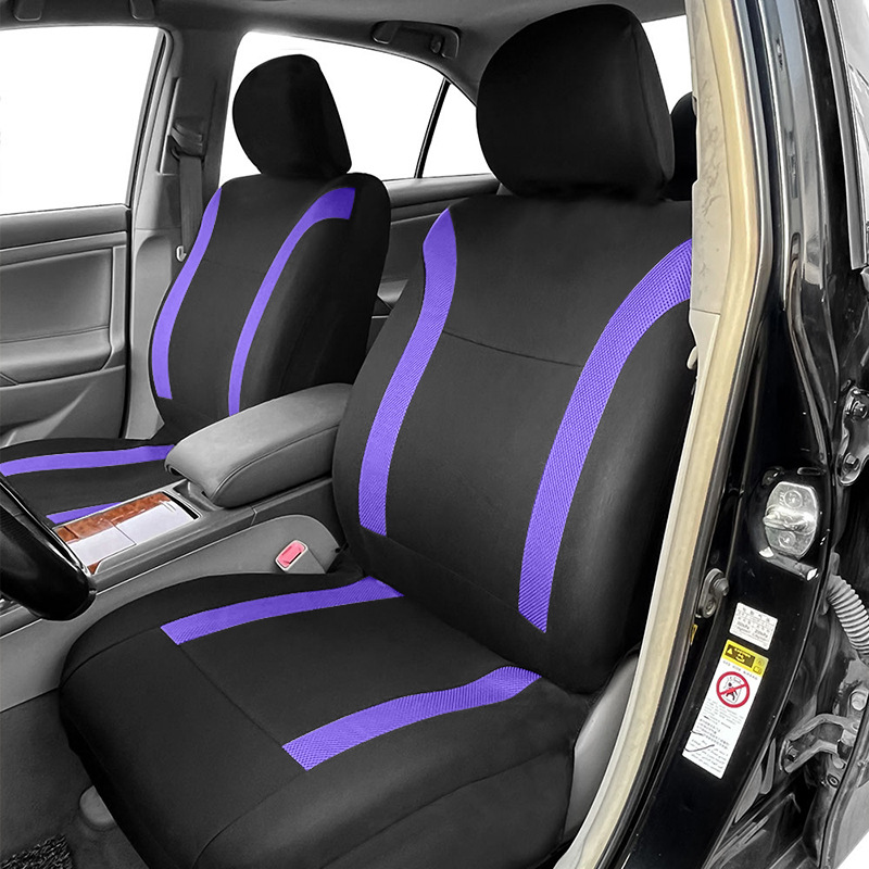 Universal car seat covers for driver and passenger seats, color-matched complete set, full coverage fabric seat cushions