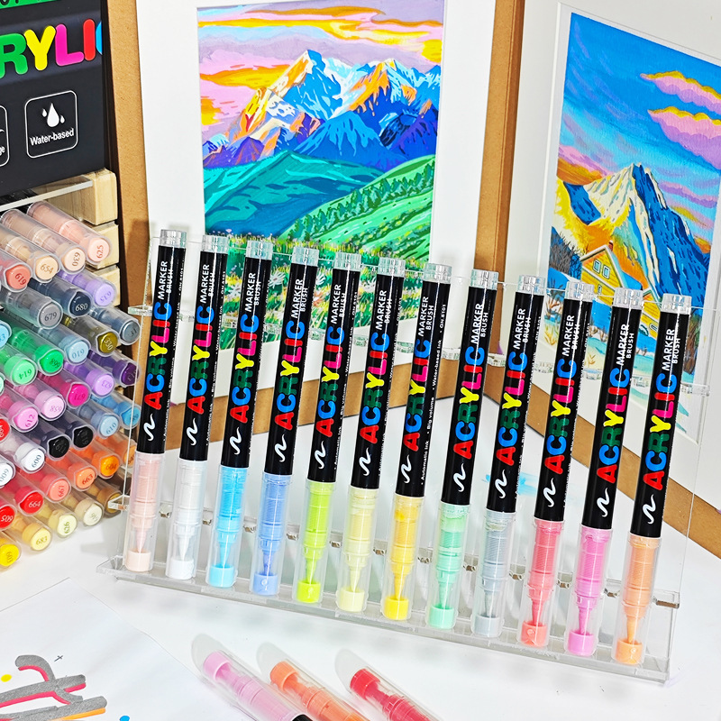 ✅ ✅ 8101 ストレート液体アクリルマーカーペン 120/240 色ソフトヘッド学生アート diy 手描き落書き|undefined