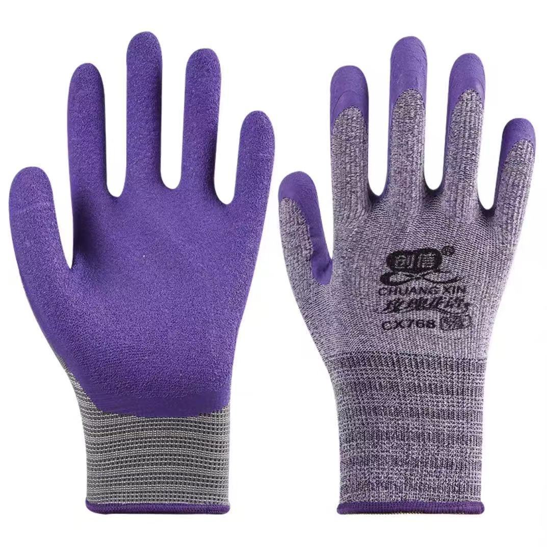创信CX768女士小码超细磨砂尼龙透气发泡挂胶手套发泡劳保手套