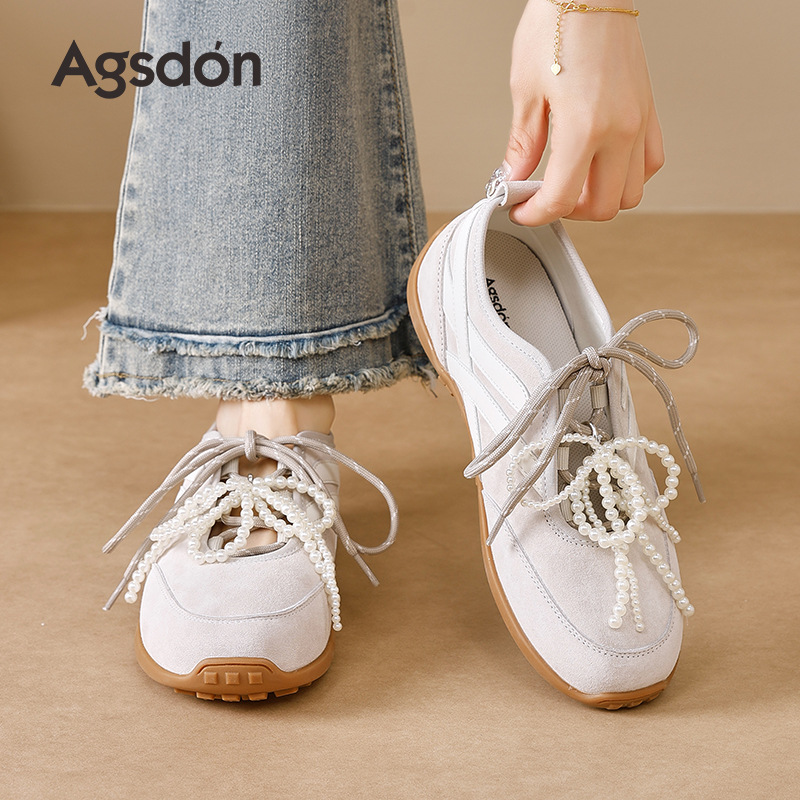 Augu Shi Deng Ballet de entrenamiento de estilo de mujer 2025 nuevo otoño suela gruesa aumentó la altura blanca Gump zapatos de skate