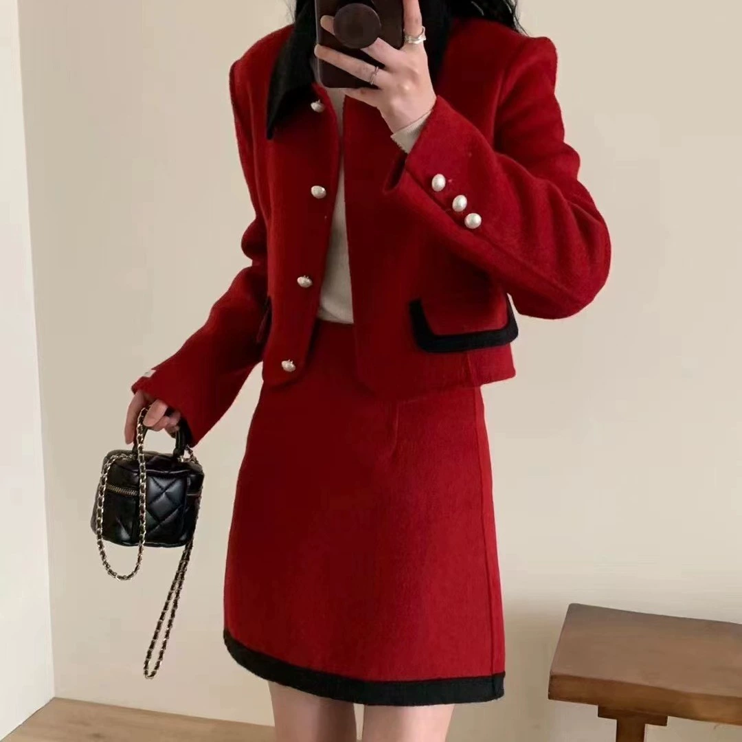 Популярное онлайн 2024 Новое двустороннее шерстяное пальто, женский осенне-зимний костюм, шерстяное пальто в наличии