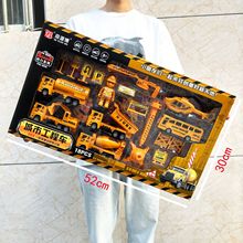 兒童回力工程車消防車套裝軌道車停車場男孩玩具機構招生禮品批發