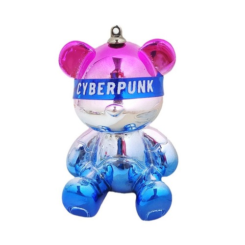 Creative cartoon electroplated colorful gradient bear keychain figure ornament accessory decoration car interior decoration