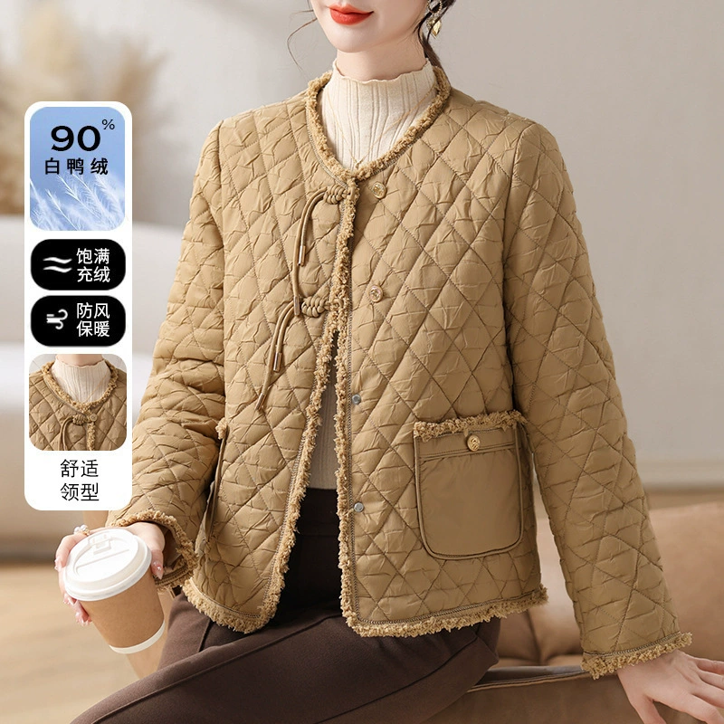 Маленькая мама зимняя одежда 2024 новый китайский тонкий пуховик средний и пожилой женский осенний зимний госпожи