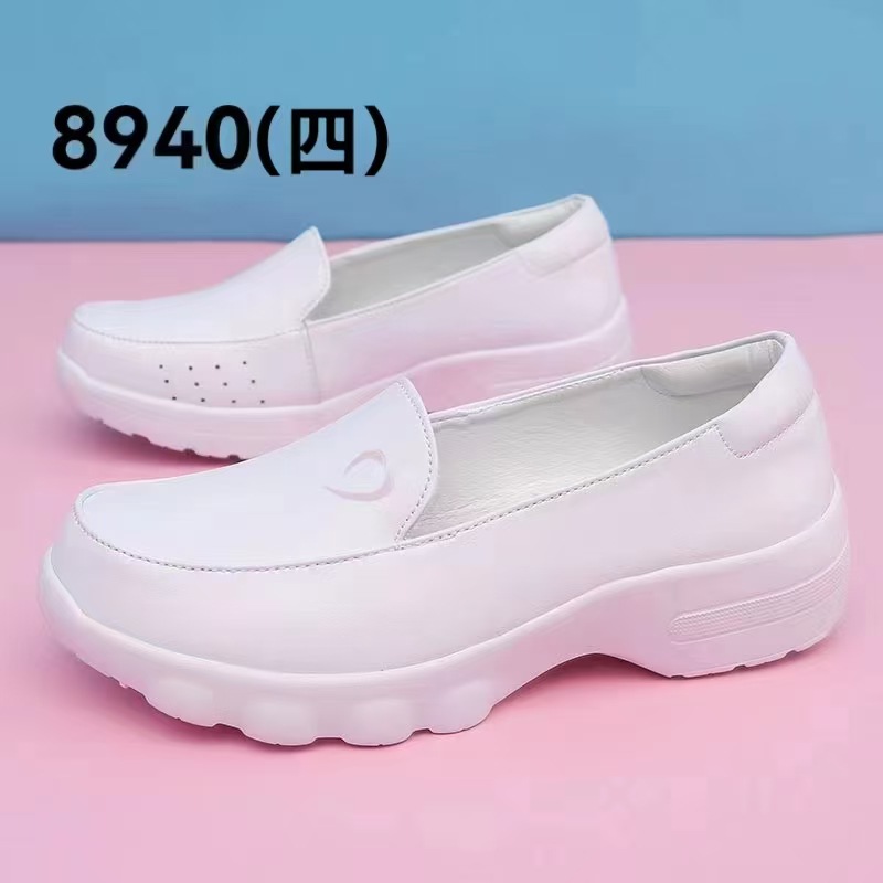 Zapatos de enfermera de piel de vaca, suela suave de cuero, pies transpirables, no cansados, hospital, clínica, salón de belleza, zapatos de trabajo, zapatos de mujer de primavera en stock