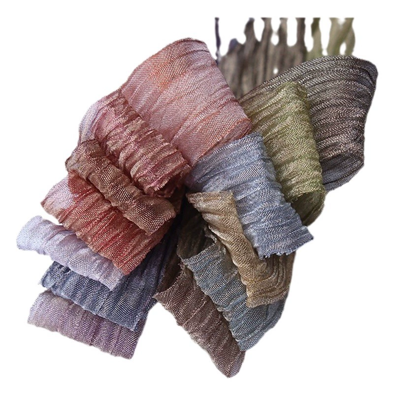 Снежная пряжа со складками Южная Корея меняющая цвет сетчатая лента DIY лук упаковочные аксессуары в наличии оптом полиэфирная тесьма