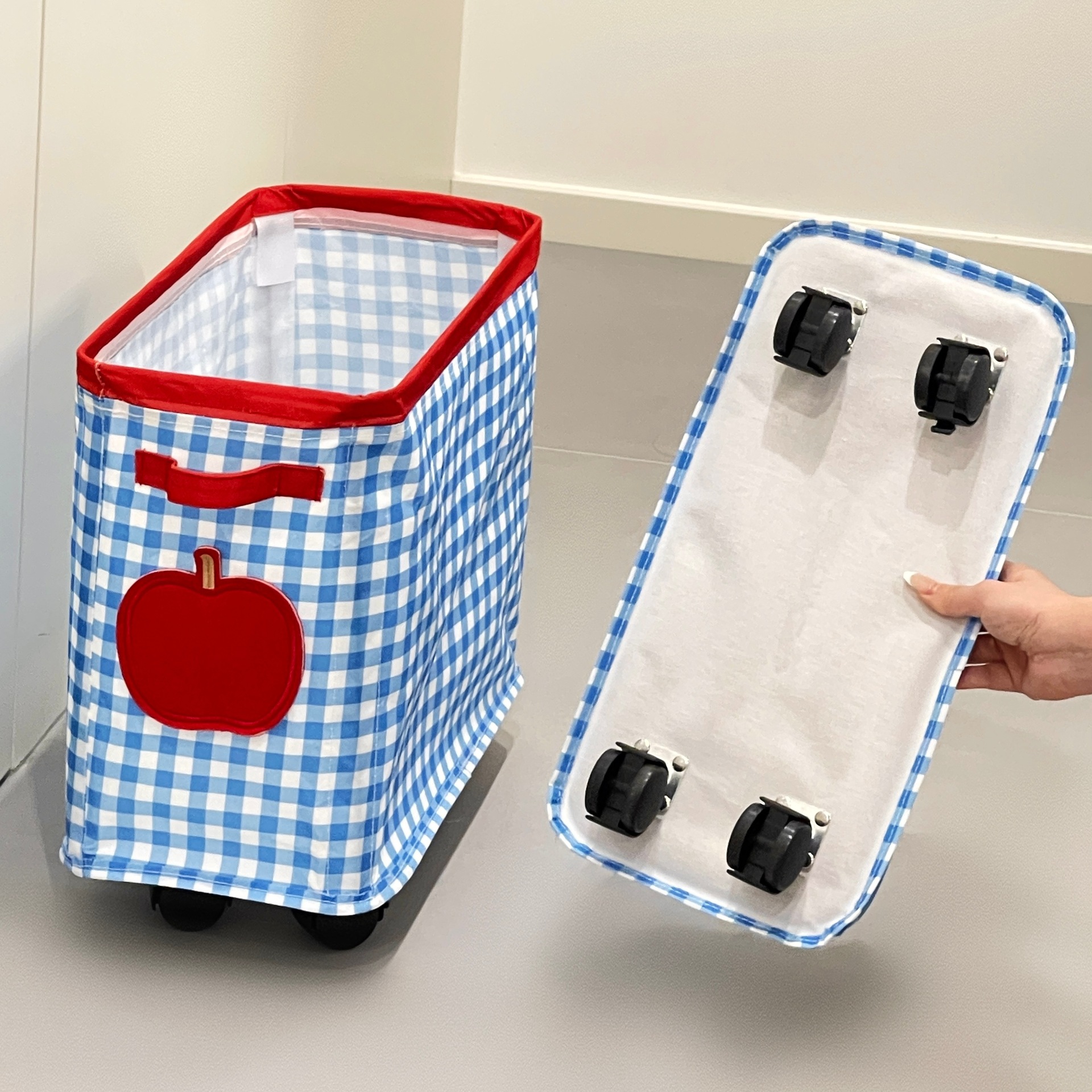 Cesta de almacenamiento debajo de la mesa con ruedas, carro pequeño, estante de almacenamiento, dormitorio, dormitorio, artefacto de ropa, cesto de ropa sucia de hendidura estrecha móvil