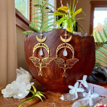 宸佑 复古飞蛾月相夸张月光石锆石吊坠耳环波西米亚女士珠宝耳饰