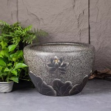 陶瓷鱼缸阳台睡莲荷花缸水缸养鱼室外庭院老式大水缸陶瓷大缸鱼缸