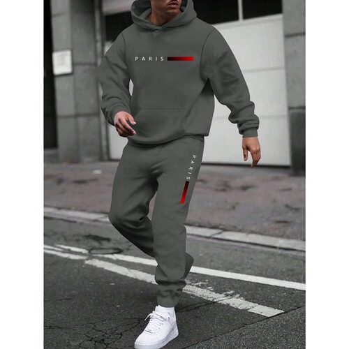 Cross-border European and American foreign trade New women's clothing fashionable casual loose hooded hooded sweater set printed medium women's large size