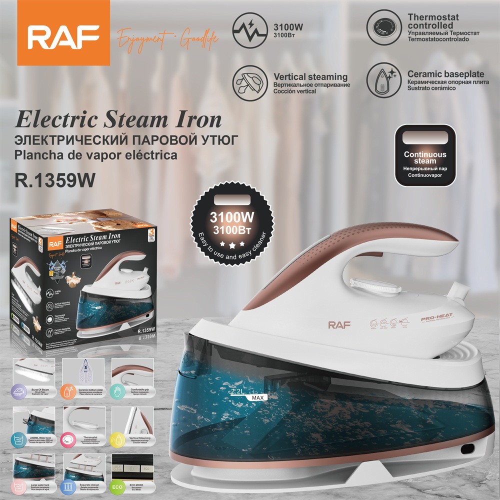 RAF planchas eléctricas transfronterizas de alta potencia 3100w con tanque de agua de gran capacidad 2.2l planchas de vapor electrodomésticos