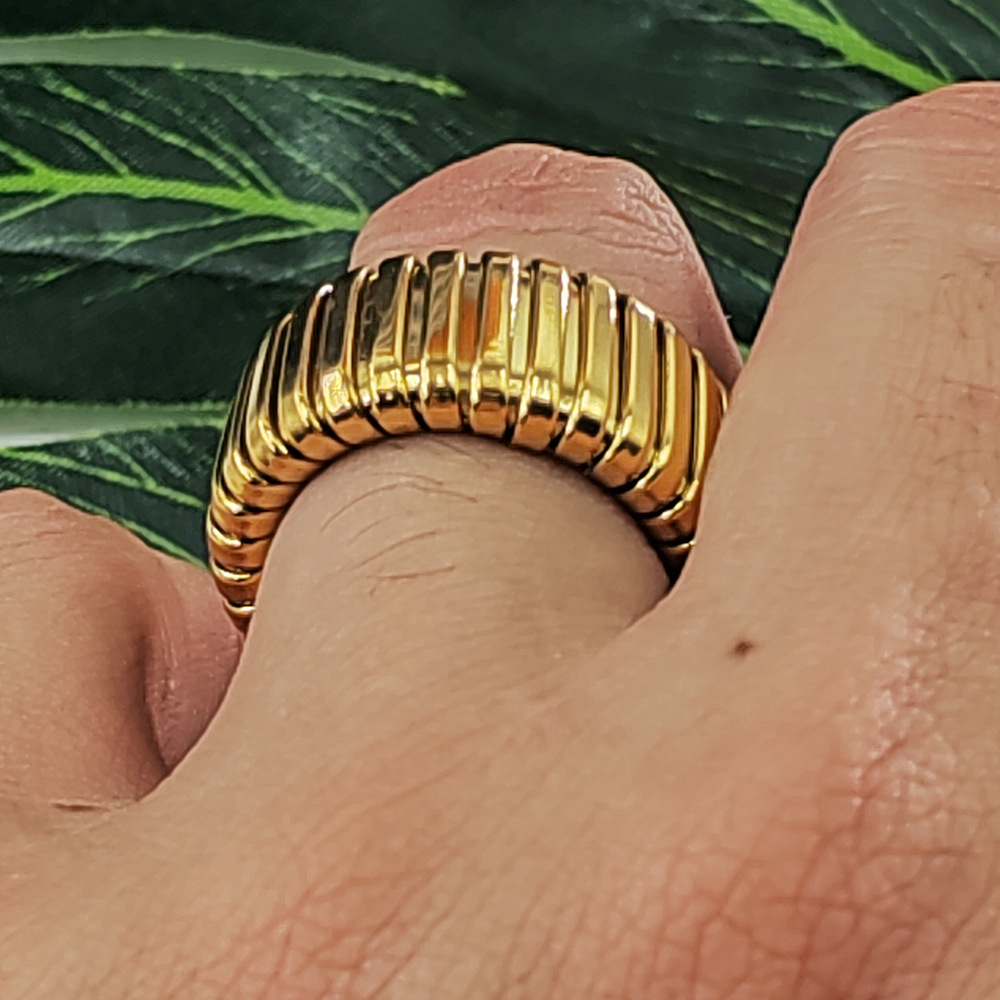 304 Stainless Steel Pendant Material Rings Classification 1 Piece Quantity PVD Coated Real Gold Plated Geometric 304 Stainless Steel Classic Style Waterproof Non Tarnish Rings