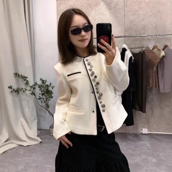 DD【星星点点外套】女士小众设计感名媛气质上衣夹克秋季单排扣潮|undefined