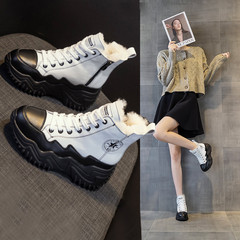 New 2022 Autumn Versatile Internal Height Genuine Leather White Women's Shoes Korean Style Thick Sole Loafers Casual Sports Shoes