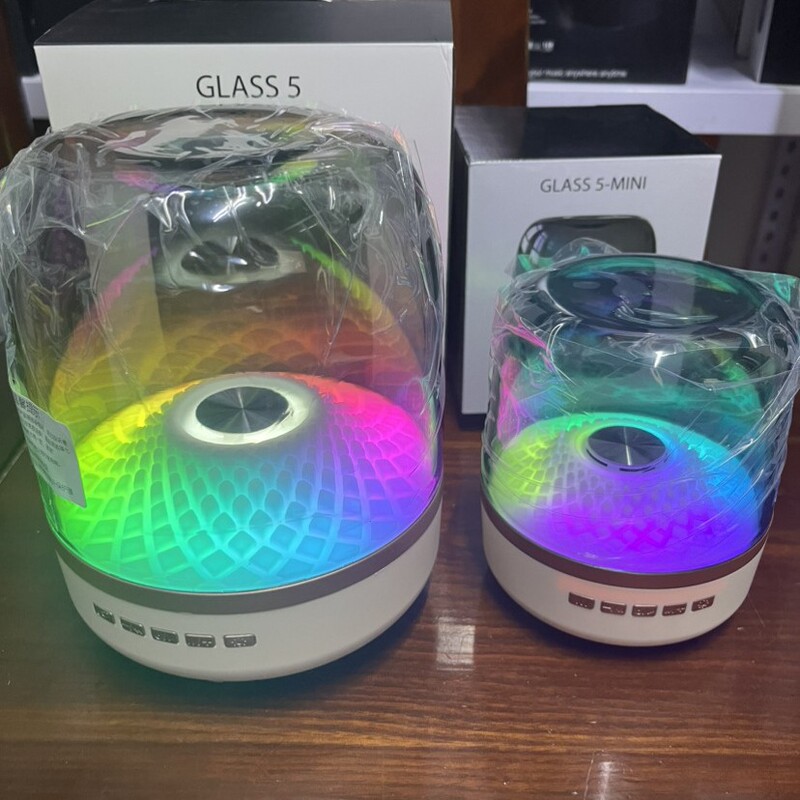 2025 新しいマンハラージサイズ第 5 世代ガラスオーディオカラフルな RGB ライト Bluetooth ギフトスピーカーコンピュータサブウーファー|undefined