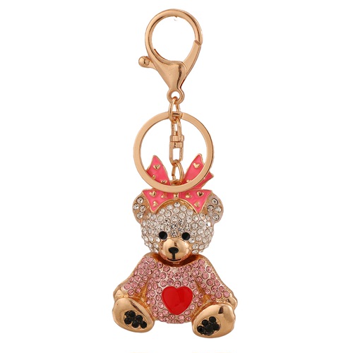 Creative bowknot bear key chain care bear doll metal key chain wholesale hang small gifts