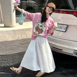 女童棉质短袖t恤2026新款小草莓印花露腰炸街ins潮宽松洋气上衣潮