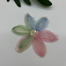 电脑盘花彩色网花布贴童装胸花毛衣刺绣五角星珠片外贸服装辅料