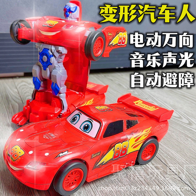 Transfronterizo niños deformación coche robot juguete niño eléctrico dibujos animados música coche iluminación universal al por mayor