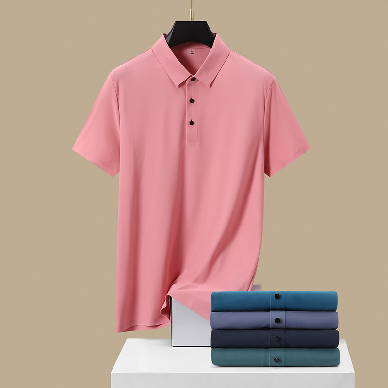 Camiseta de polo de hielo sin marcas de verano hombre elástico ligero de negocios frío camiseta de color sólido secado rápido casual manga corta al por mayor