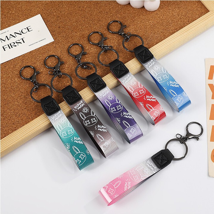 Cool cool gradient color key chain leather rope multi-color optional fashion all-match durable and good-looking