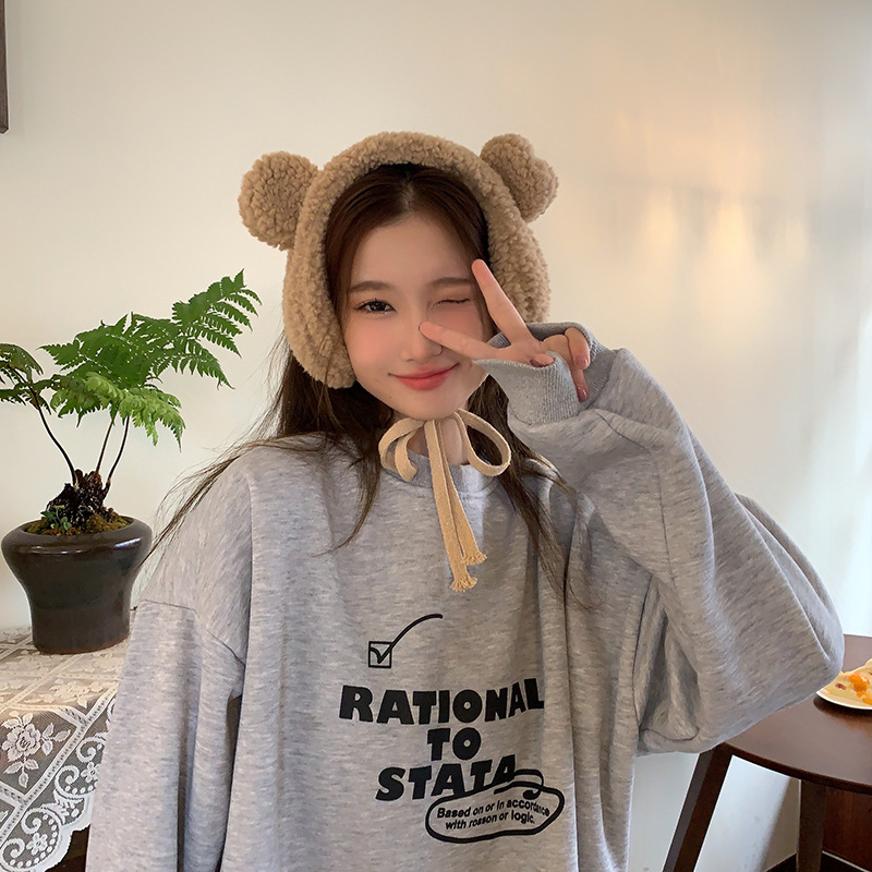 INS nuevo a prueba de frío oso orejeras invierno felpa oreja de dibujos animados cubierta caliente chica suave chica orejas calientes hembra