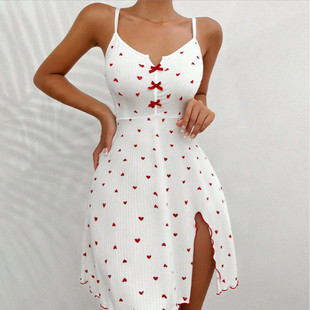 TEMU���Q���ĵ���ӡ��ţ�̽z�_�õ���ȹ�Ը�˯�¼Ҿӷ�Sleepwear