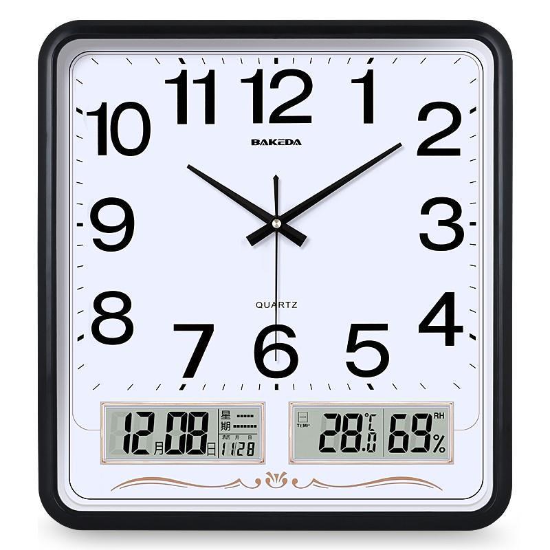 家庭用四角い壁掛け時計リビング時計静音壁掛け約ファッション電子カレンダー時計クォーツ時計