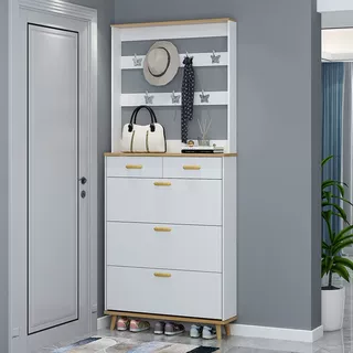 北欧新款带衣帽架超薄鞋柜家用门口带抽屉鞋橱大容量省空间门厅柜