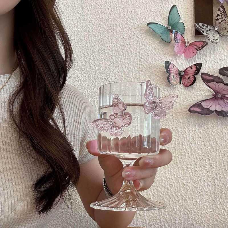 高ホウケイ酸ガラスの背の高い蝶のカップ単層ユニバーサルシャンパンカップ女の子のための見栄えの良いインスタイルの女性のワイングラス|undefined