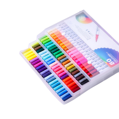 Soft Tip Dual-Head Watercolor Brush Set 12-120 Colors, Colored Liner Pen, Signature Pen, Student Art Drawing and Tracing Pen