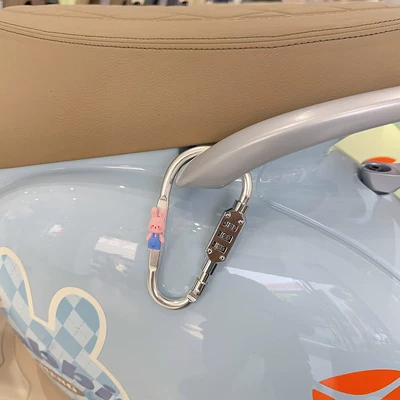 Helmet lock | anti-theft lock - aluminum-alloy-materialsilver-model-with-blue-strap-rabbit