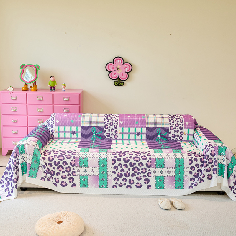Purple Love Ice Silk, toalla de sofá fresca pequeña, tela de cubierta, nuevo cojín de sofá, funda universal de cubierta completa universal de verano