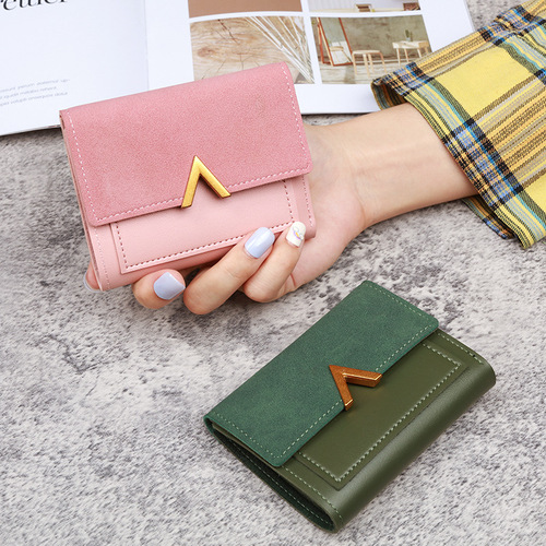 Korean version of the new three-fold women's wallet short retro card holder PU simulated leather simple folding student wallet for women