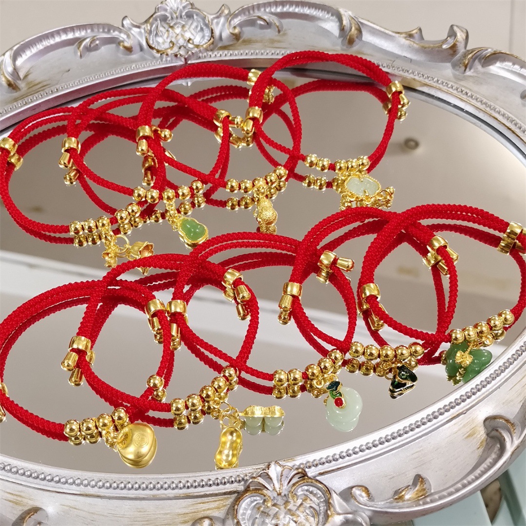 Vintage New Chinese Style Lucky Bag Small Snake Pendant Bracelet Ethnic Style Woven Rope Good Luck Lucky Jewelry for Women