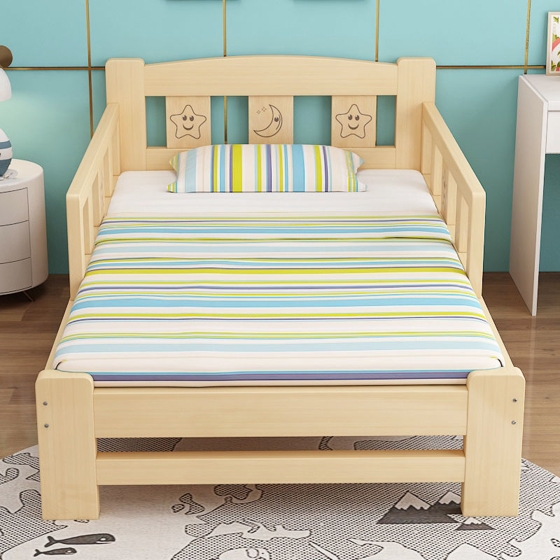 Solid Wood Children's Bed Simple Boy and Girl Splicing Bed with Guardrail Bed Baby Princess Single Bed Widened Splicing Bed
