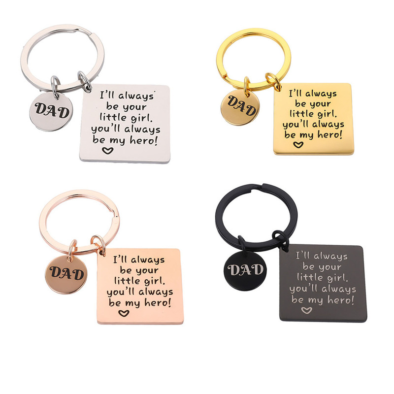 European and American Cross-Border Family Family Commemorative Holiday Gift Round Square Tag Metal Engraved Keychain European and American Cross-Border Family Family Commemorative Holiday Gift Round Square Tag Metal Engraved Keychain