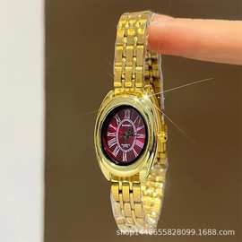 批发中古椭圆形经典罗马小巧钢带复古设计感简约精致小众女士表