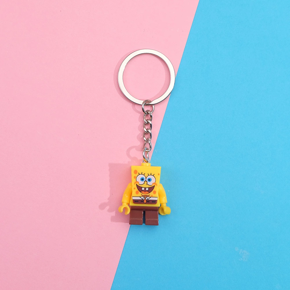 Keychain constructor pendant, cute character mini-figure keyring, plastic, assorted designs