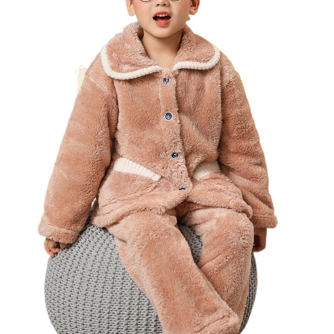 어린이 잠옷 소년 소녀 산호 양털 겨울 새 소년 겨울 두꺼운 플란넬  홈 옷